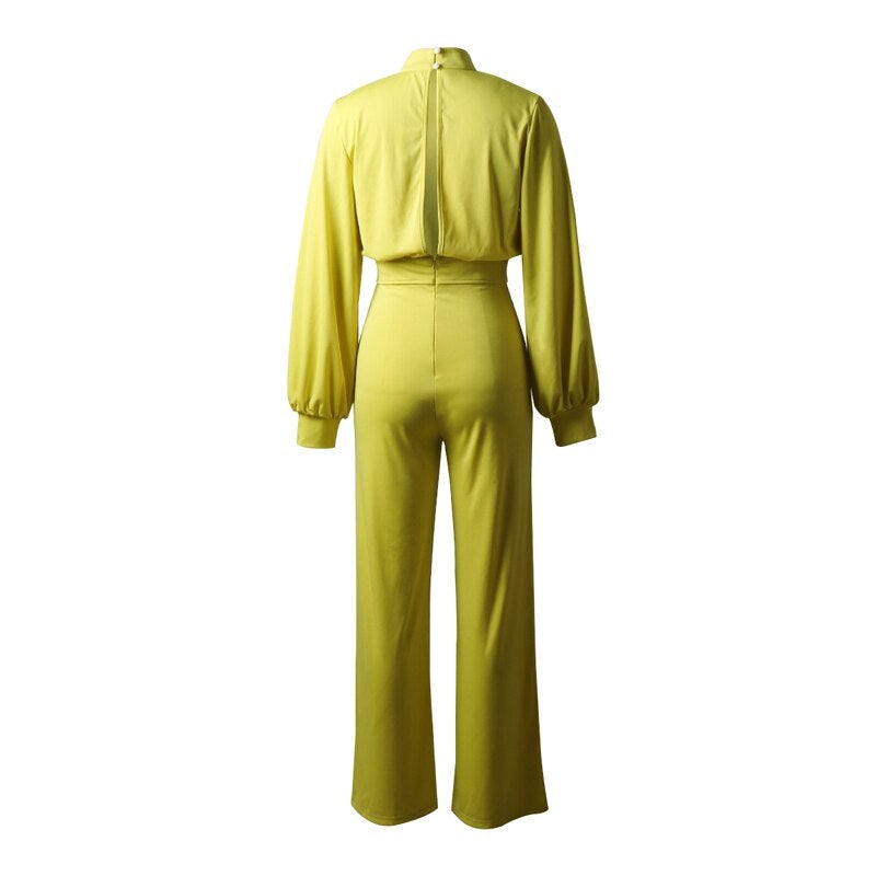 Elegante dames jumpsuit met lange mouwen en hoge hals - veelzijdige outfit voor casual of formele gelegenheden