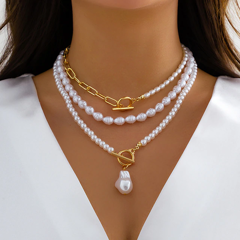 Parelketting set - elegante gelaagde dames sieraden - Bakkermode.nl