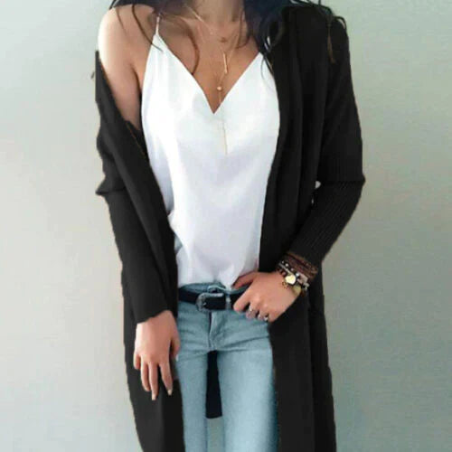 Dames lange cardigan - chic lichtgewicht breiwerk voor veelzijdige laagjesstijl het hele jaar door