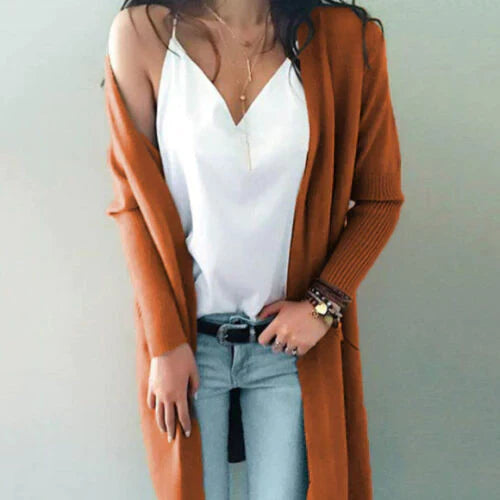 Dames lange cardigan - chic lichtgewicht breiwerk voor veelzijdige laagjesstijl het hele jaar door