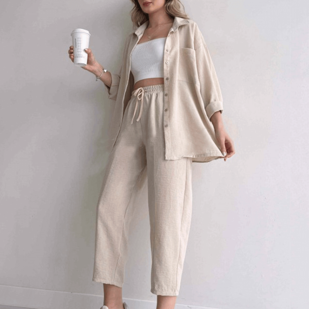 2-delige dames casual set - luchtige top en broek voor dagelijks gebruik