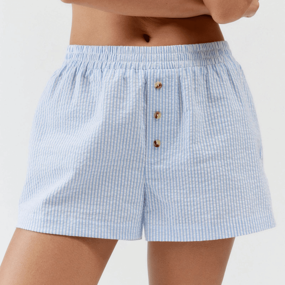 Dames lounge shorts - lichtgewicht gestreepte casual zomeroutfit - relaxte pasvorm en gemakkelijk te onderhouden
