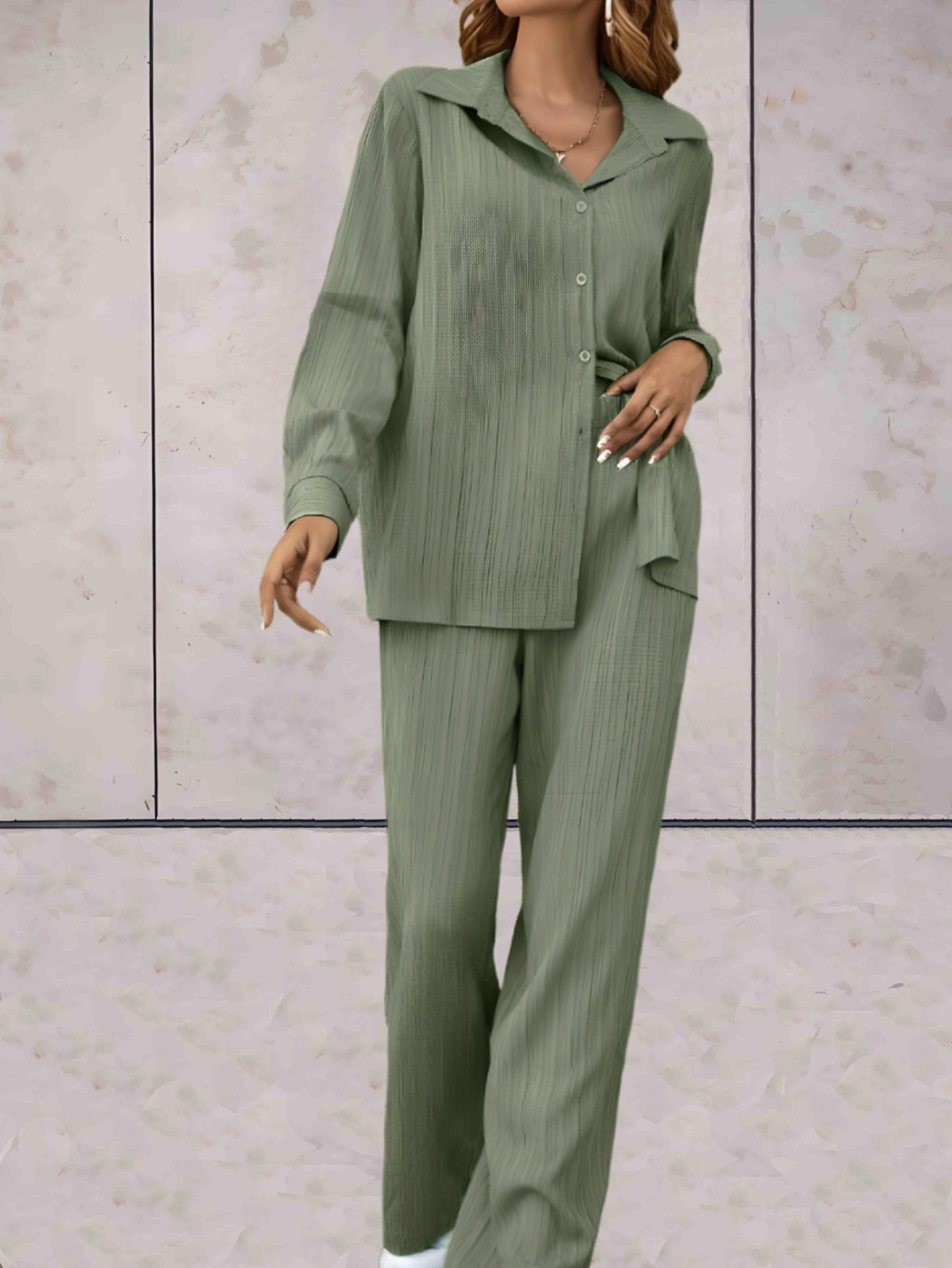 2-delige dames lounge set - stijlvolle en ontspannen blouse met broek voor casual avonden