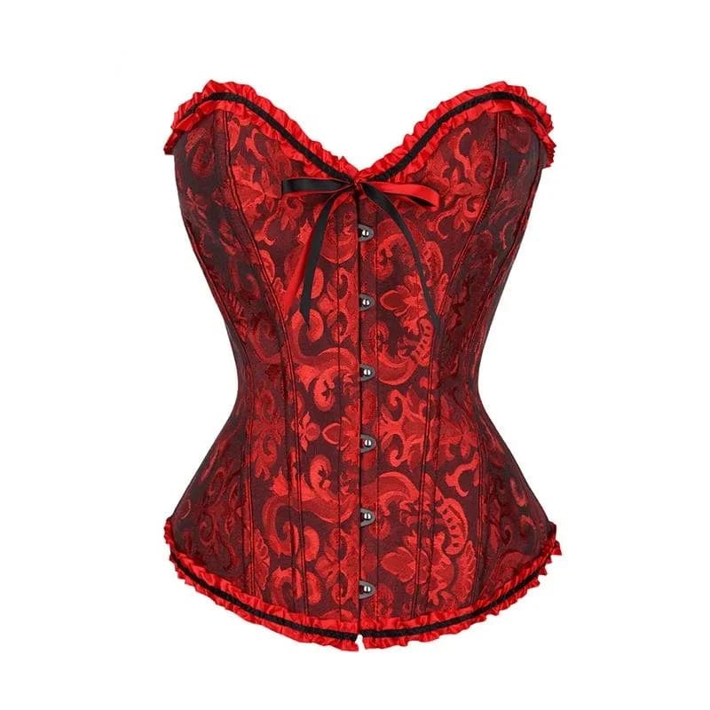 Brocade corset voor dames - verfijnd zwart corset met kantdetails