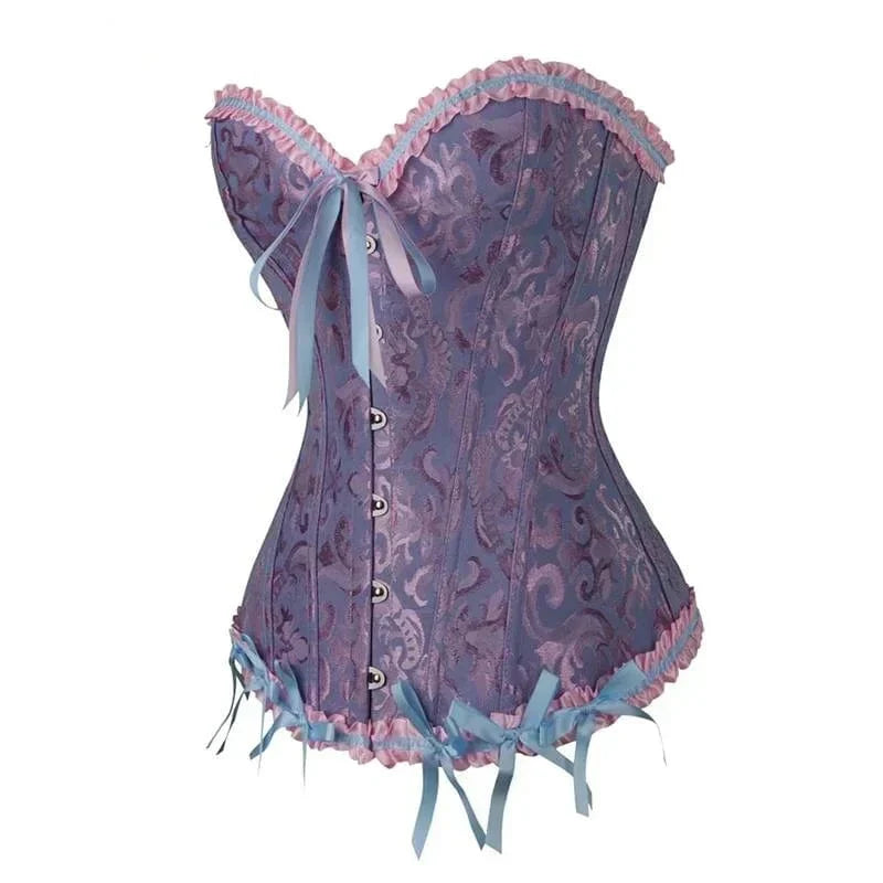 Brocade corset voor dames - verfijnd zwart corset met kantdetails