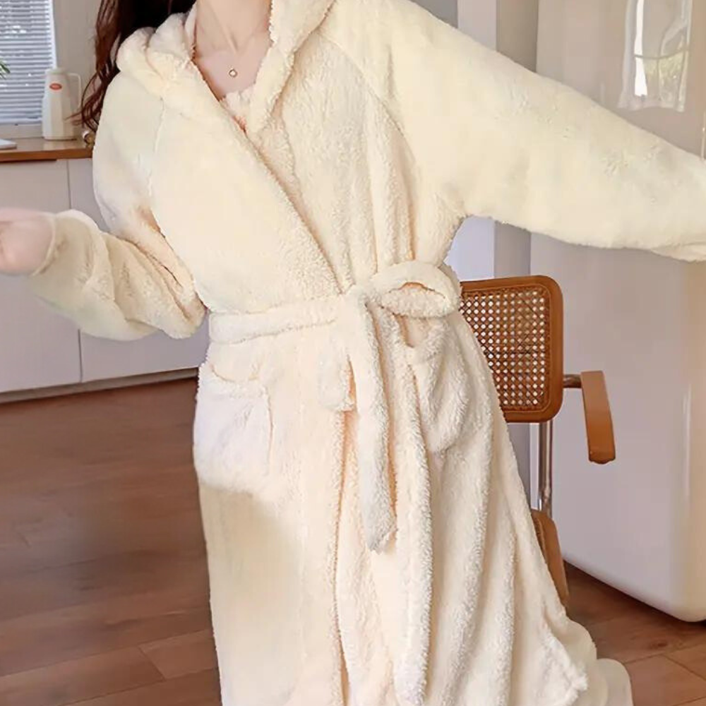 Beige dikke gezellige pyjama set - luxe loungewear voor dames