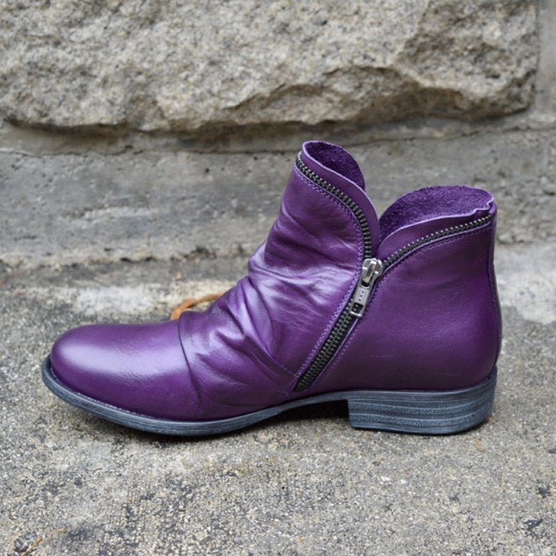 Leren enkelboots - stijlvolle dames zip-up booties