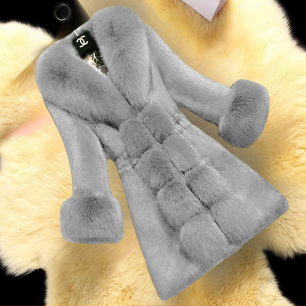 Luxe jas met bontafwerking - stijlvolle damesoutwear