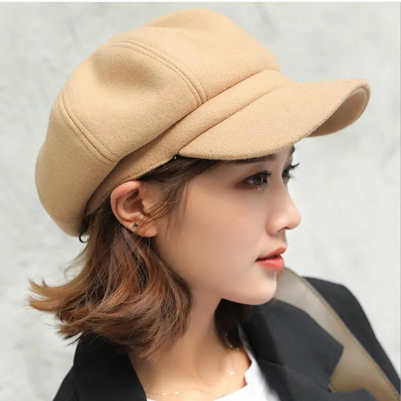 Vrouwen casual cap – stijlvolle wolmix hoed in vintage stijl voor dagelijks gebruik
