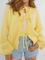 Gebreide cardigan - dames vest met unieke strikdetails - Bakkermode.nl