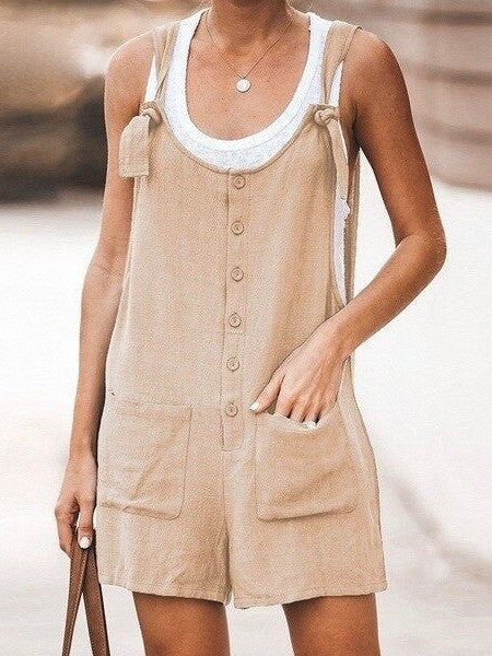 Dames casual jumpsuit - gezellige zomeroutfit - trendy mouwloze overall met zakken voor dames