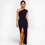 Dames één-schouder feestjurk - elegante avondjurk met hoge split