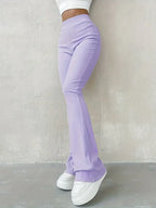 Hoge taille ribfluweel flare broeken - trendy dames dagelijks broek - Bakkermode.nl