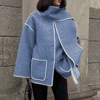 Elegante wollen damesjas - oversized warme winterjas met chique omslagkraag - Bakkermode.nl