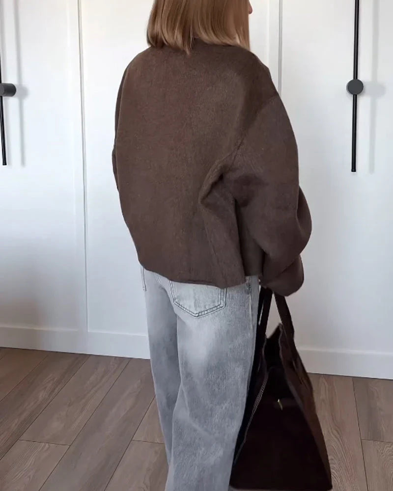 Oversized bruine damesjas - klassieke overjas voor warmte en comfort - Bakkermode.nl