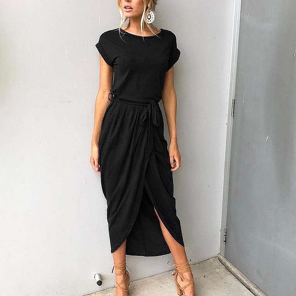 Maxi jurk met korte mouwen - elegante casual damesjurk