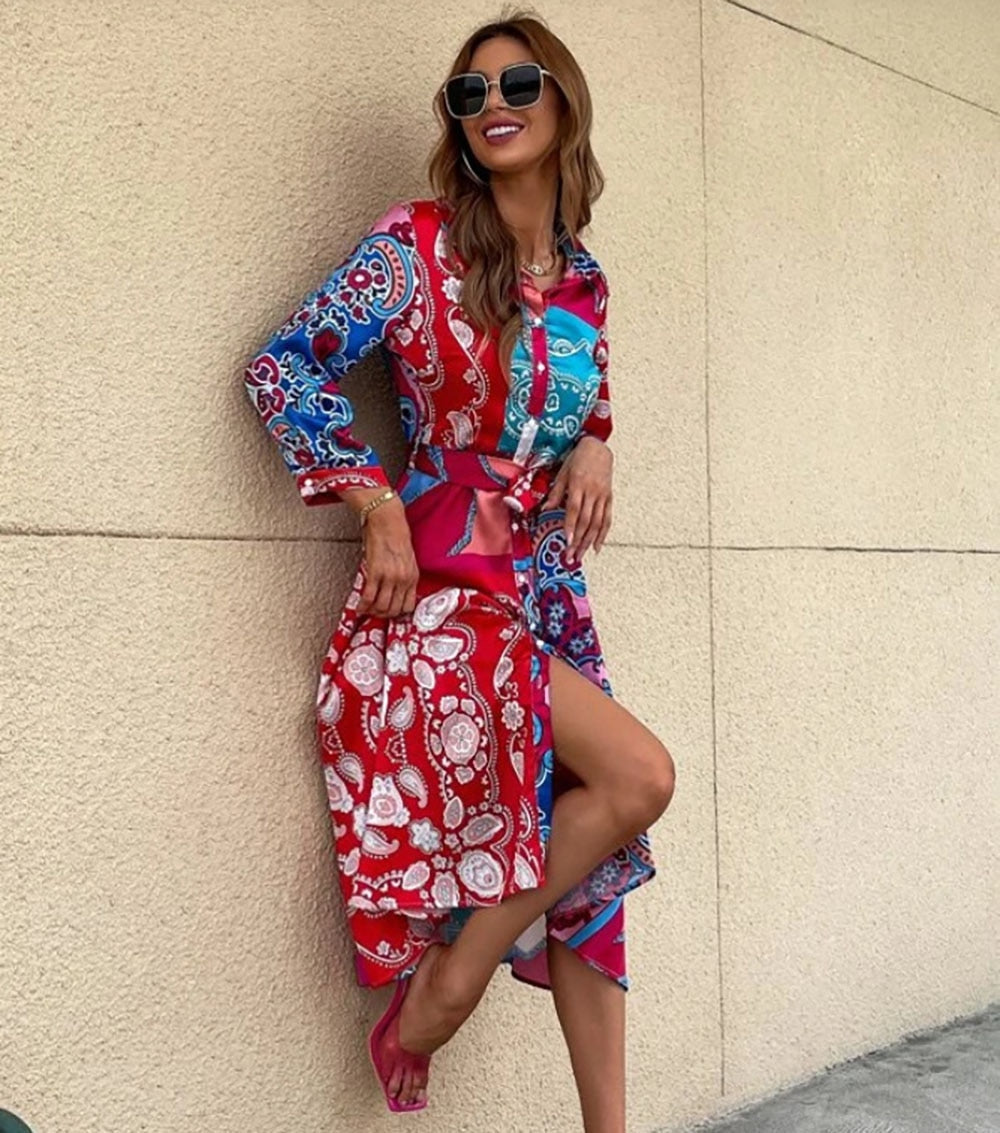 Shirtjurk - gedrukt met ceintuur voor dames