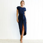 Maxi jurk met korte mouwen - elegante casual damesjurk