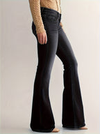 High-waisted flared jeans - medium blauwe dames denim broek