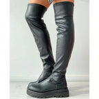 Trendy overknee dameslaarzen met chunky zool – stoere hoge laarzen voor een edgy look - Bakkermode.nl
