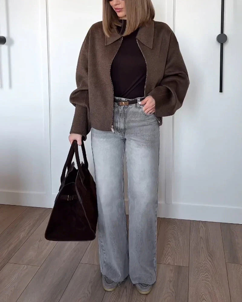 Oversized bruine damesjas - klassieke overjas voor warmte en comfort - Bakkermode.nl