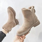Stijlvolle beige dames winterboots met warme voering en stevige zool – comfortabele enkellaarzen - Bakkermode.nl