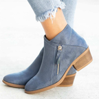 Dames suede enkellaarsjes met dubbele rits - trendy chunky laarsjes voor casual en chique gelegenheden