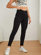 Zwarte skinny jeans - high-waisted dames denim broek