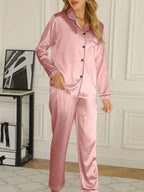 2-delige satijnen pyjama set - elegante dames nachtmode