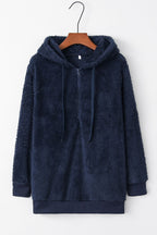 Warme fleece hoodie - oversized dames trui met halve rits en capuchon - Bakkermode.nl