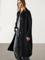 Dames wollenblend jas - verfijnde lange knopen outerwear