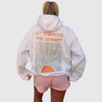 Grafische hoodie - dames 'laten we de zonsondergang bekijken' casual sweatshirt