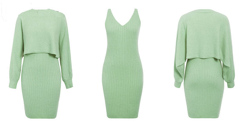 3-delige gebreide set - elegante gebreide mouwloze jurk met sweater voor herfst en winter - Bakkermode.nl