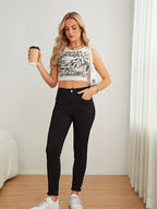 Zwarte skinny jeans - high-waisted dames denim broek