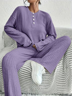 2-delige geribbelde lounge set - stijlvolle dames pyjama outfit