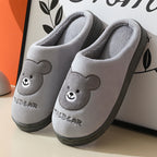 Warme pantoffels - dames huis slippers met schattig berenmotief en pluche voering - Bakkermode.nl