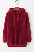 Warme fleece hoodie - oversized dames trui met halve rits en capuchon - Bakkermode.nl