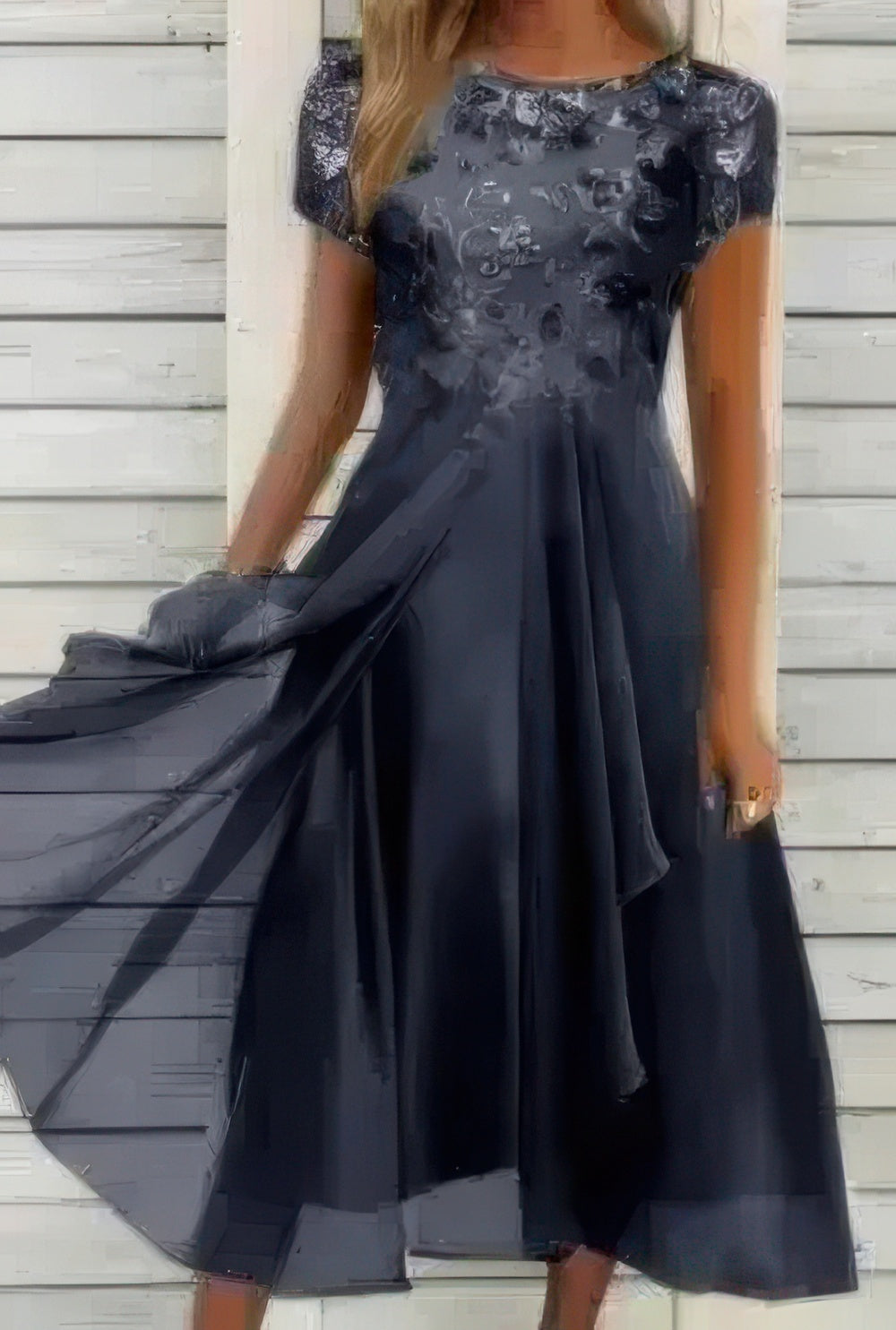 Floral midi-jurk - verfijnde damesjurk met geplooid ontwerp