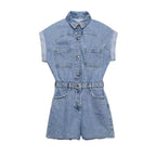 Dames denim playsuit - stijlvolle korte jumpsuit voor zomeruitjes