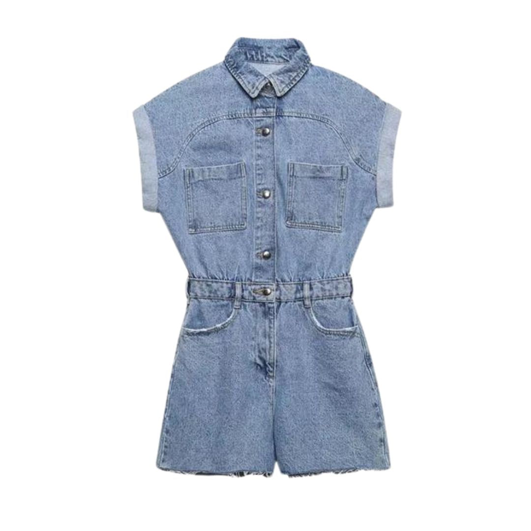 Dames denim playsuit - stijlvolle korte jumpsuit voor zomeruitjes