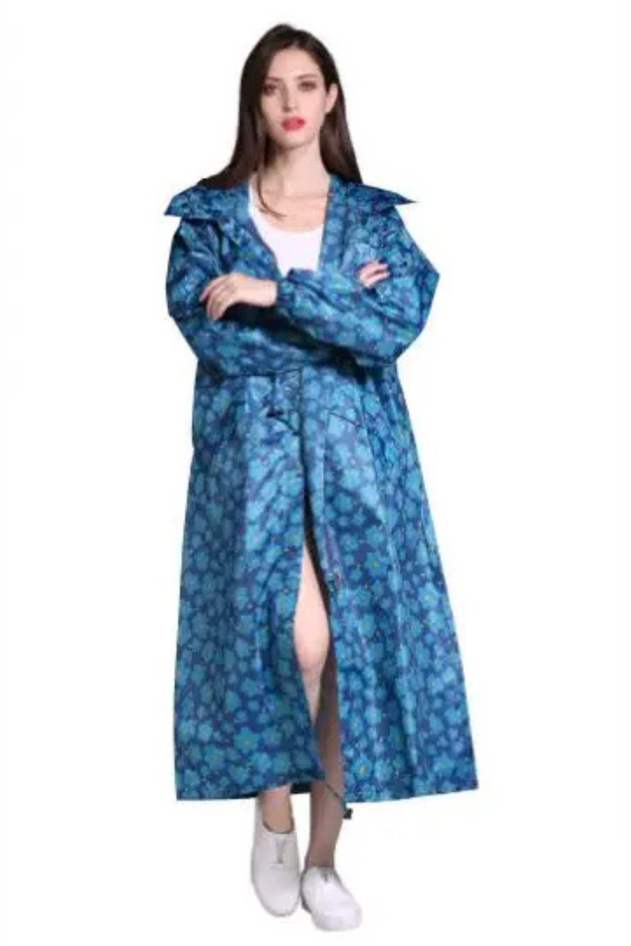 Lang bedrukte jas - stijlvolle gedessineerde dames outerwear