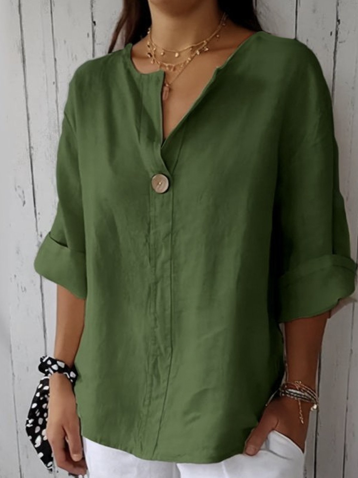 Dames casual linnen blouse met stijlvolle knoopdetails - gezellige everyday top voor dames