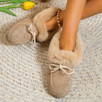 Dames faux fur gevoerde mocassinslippers - gezellige binnenschoenen