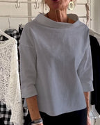 Dames casual blouse met driekwartmouwen – elegante everyday look in ademend materiaal voor op kantoor of in het weekend