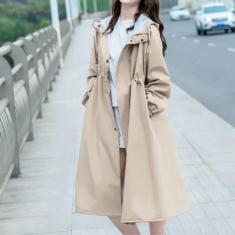 Waterproof damesjas - trendy lange regenjas voor vrouwen