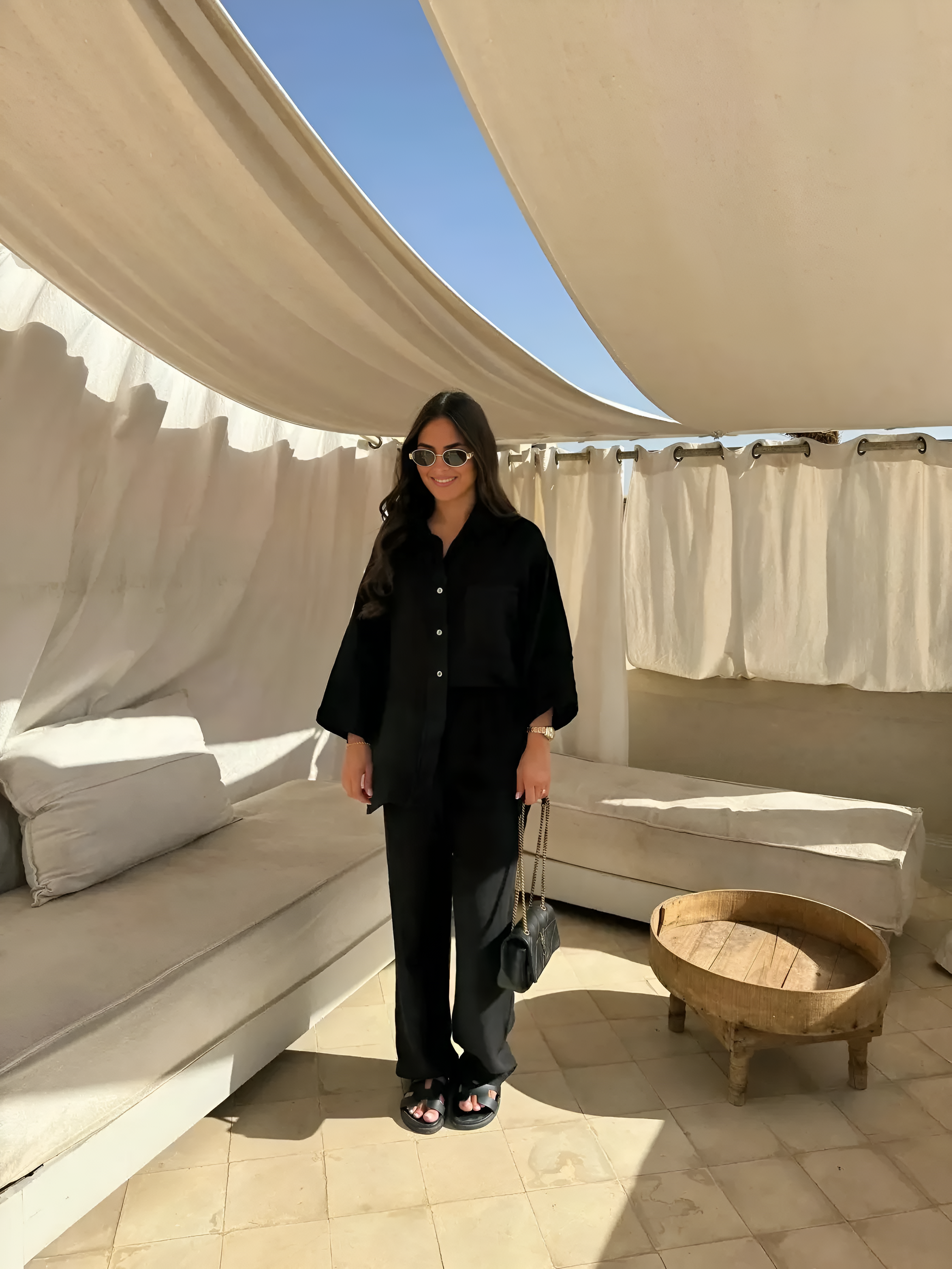 2-delige vrouwenlinnen blouse en broek set - luchtige zomeroutfit voor casual gebruik