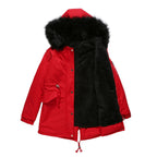Parka met capuchon en nepfur - warme dames winterjas