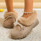 Dames faux fur gevoerde mocassinslippers - gezellige binnenschoenen