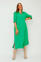 Losvallende jurk met knopen - Bakkermode.nl