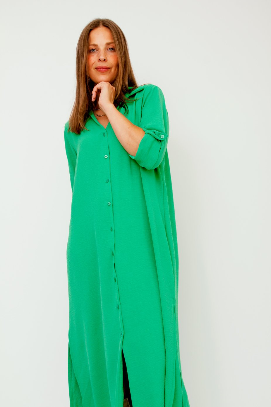 Losvallende jurk met knopen - Bakkermode.nl